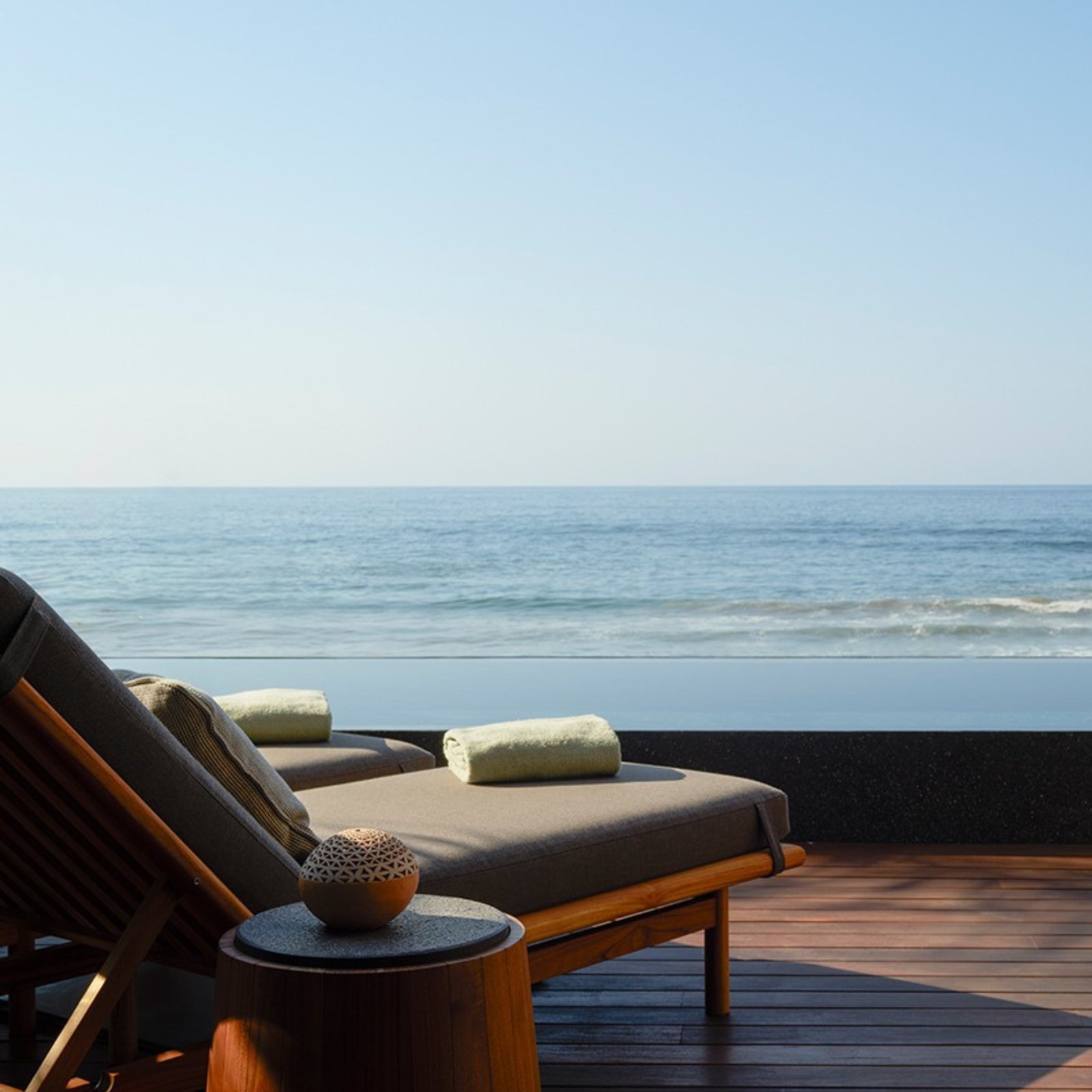 Luxury oceanfront resort terrace